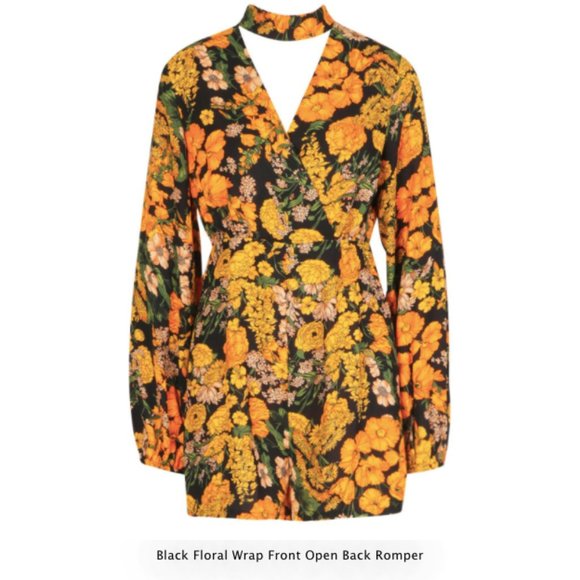 New with Tags | Boohoo Floral Wrap Front Open Back Romper Playsuit - Picture 4 of 15